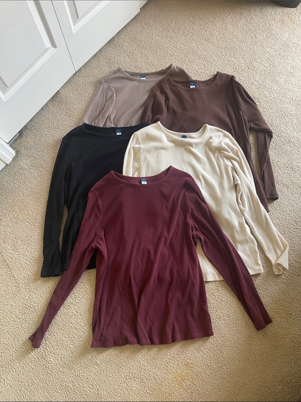 Old Navy Plush Long-Sleeve Rib-Knit Slim-Fit T-Shirts - Lot of 5 in 3X